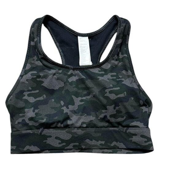 Fabletics Green, Black & Gray Camo Sports Bra - Picture 1 of 3